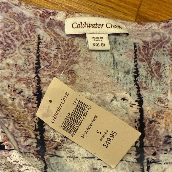 Coldwater Creek Artistic Tank Top - White and Brown - Picture 2 of 8